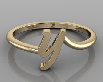 Sterling Silver Tiny Initial Ring: Personalized Letter Jewelry
