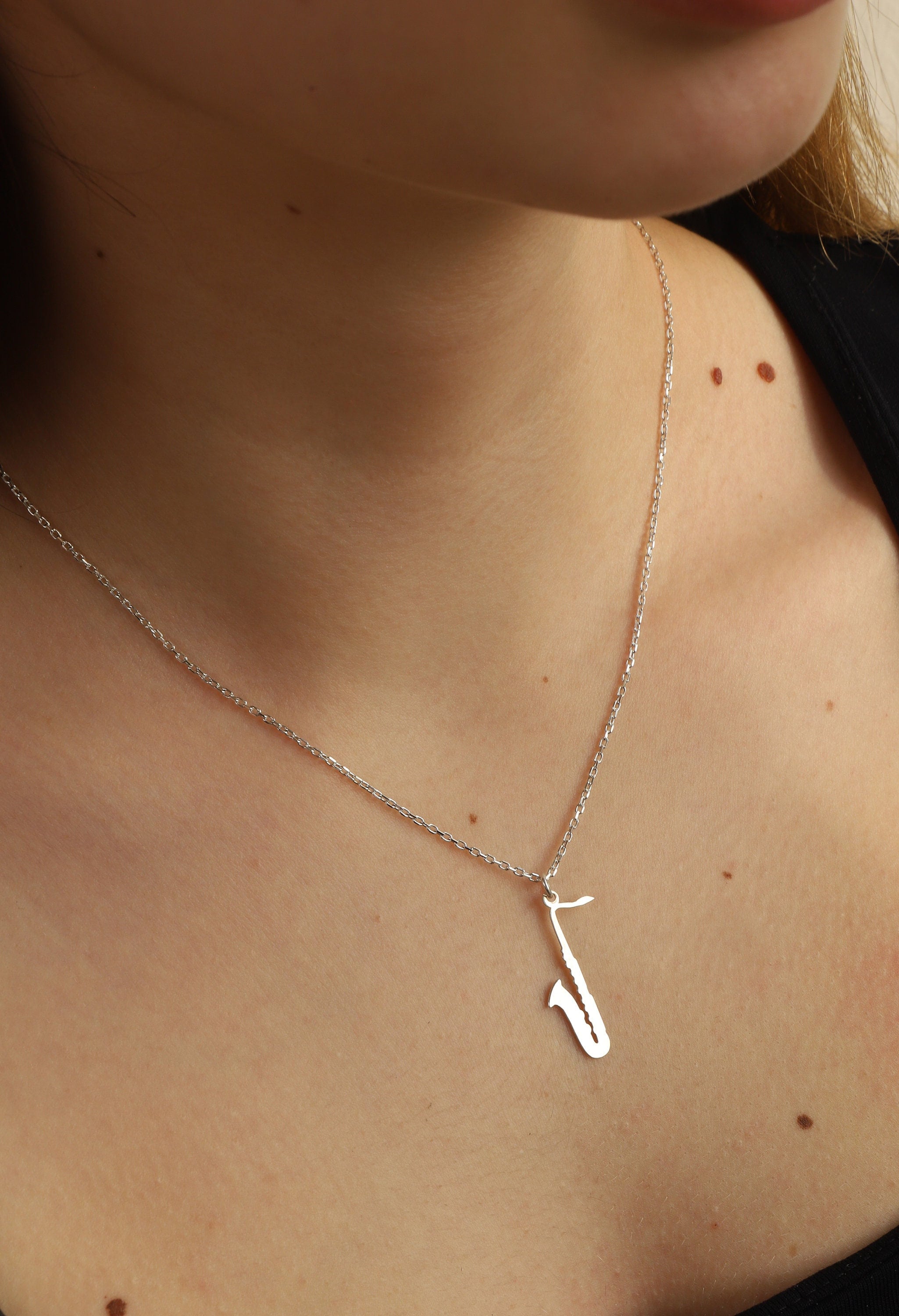 Saxophone Necklace, Music Instrument Necklace, Dainty Saxophone Pendant, Musical Necklace, Instrumental Necklace, Jazz Music Lover Jewelry