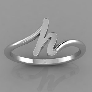 Anillo con letra cursiva delicada, anillo con inicial personalizado, anillo con inicial pequeña, anillo con inicial con escritura cursiva, regalo conmemorativo para ella