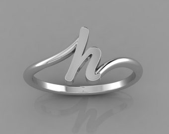 Dainty Cursive Letter Ring, Personalized Initial Ring, Tiny Initial Name Ring, Script Font Writing Initial Ring, Memorial Gift for Her