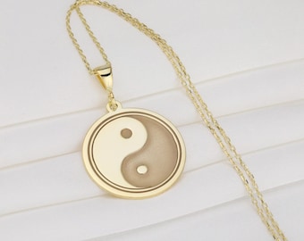 Yin Yang Necklace: Dainty Gold Balance Pendant, Spiritual Jewelry