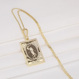 The World Tarot Card Necklace, Spiritual Journey Necklace, Goddess Tarot Necklace, Mystical Witchcore Gift for Her, Sacred Feminine Gift
