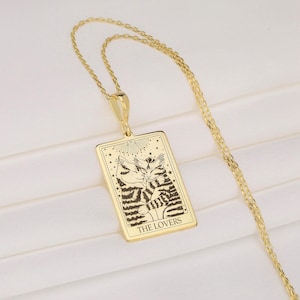 Cute Cats Tarot Card Necklace, Hugging Cats Necklace, Romantic Cat Jewelry, Feline Love Charm Necklace, Kitty Tarot Card Necklace