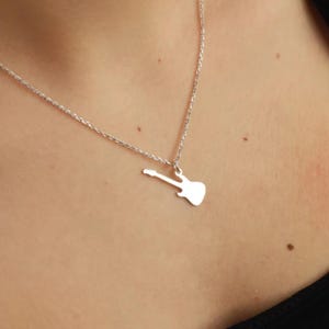 Silver Electro Guitar Necklace for Music Lovers,  Rock Music Lover Pendant, Band Member Gift, Rock and Roll Necklace, Musician Necklace