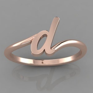 Anel de alfabeto personalizado, anel de letra minimalista personalizado, anel empilhável para ela, anel inicial feito à mão, presente memorial, anel inicial minúsculo