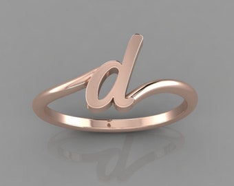 Anello personalizzato con iniziale in argento sterling: lettera personalizzata, fatto a mano