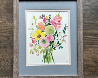 Watercolor painting floral bouquet spring flowers original watercolor painting home decor home decorating wall art office decor original art