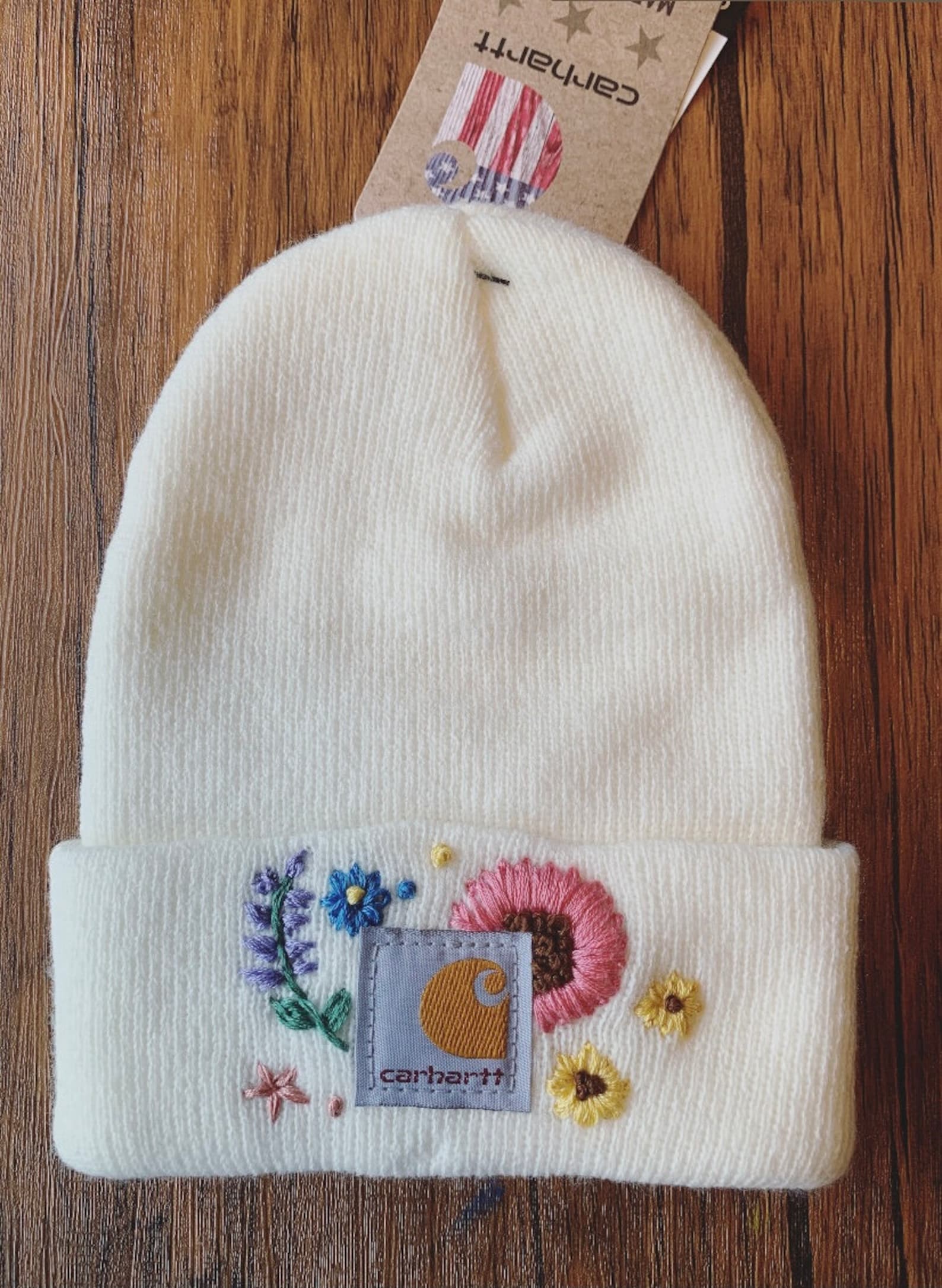 Flower Embroidered Carhartt Beanie Etsy