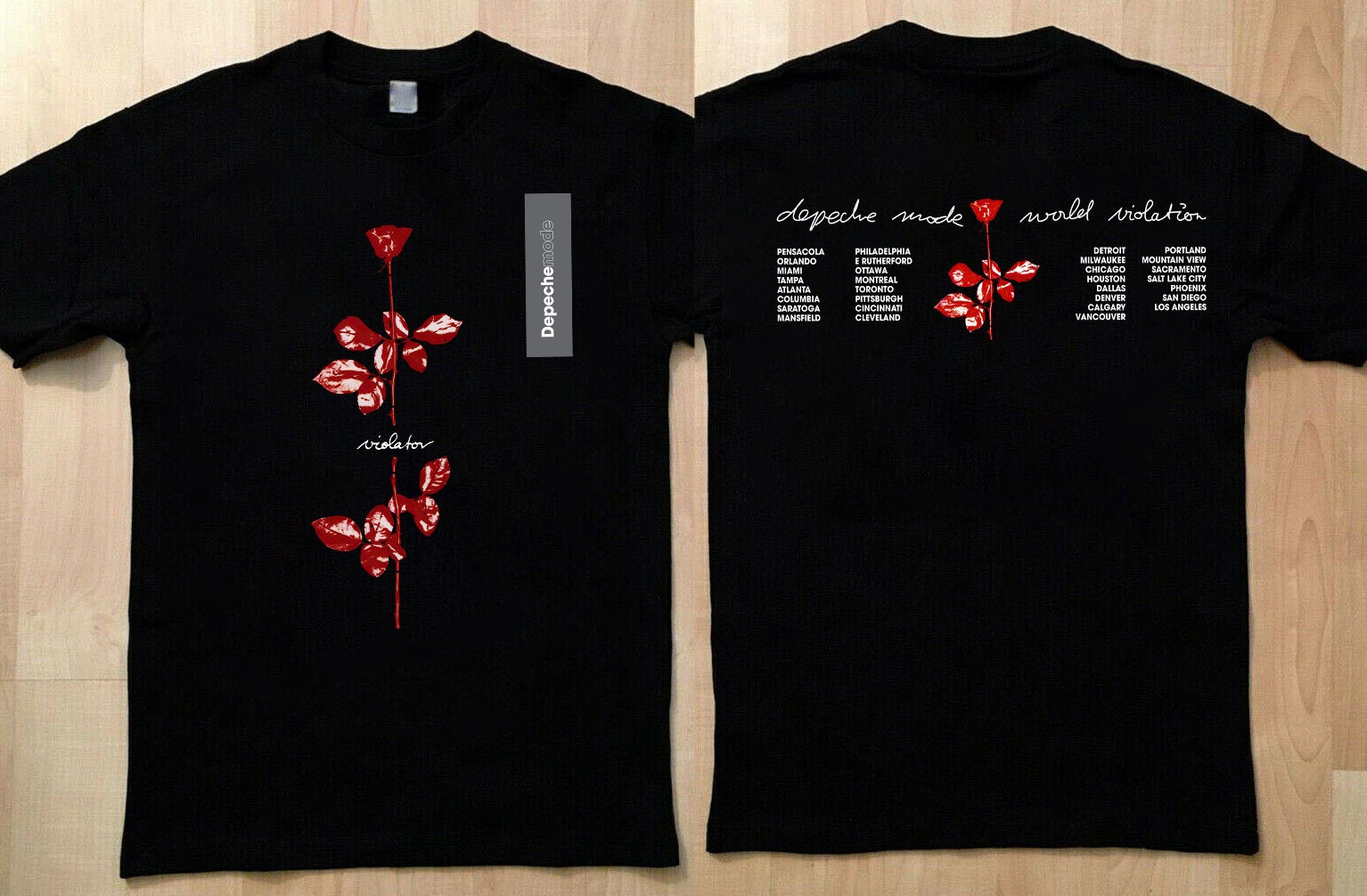 Discover Maglietta Stampata 2 Lati Vintage 1990 DEPECHE MODE World Violator Concert T-Shirt