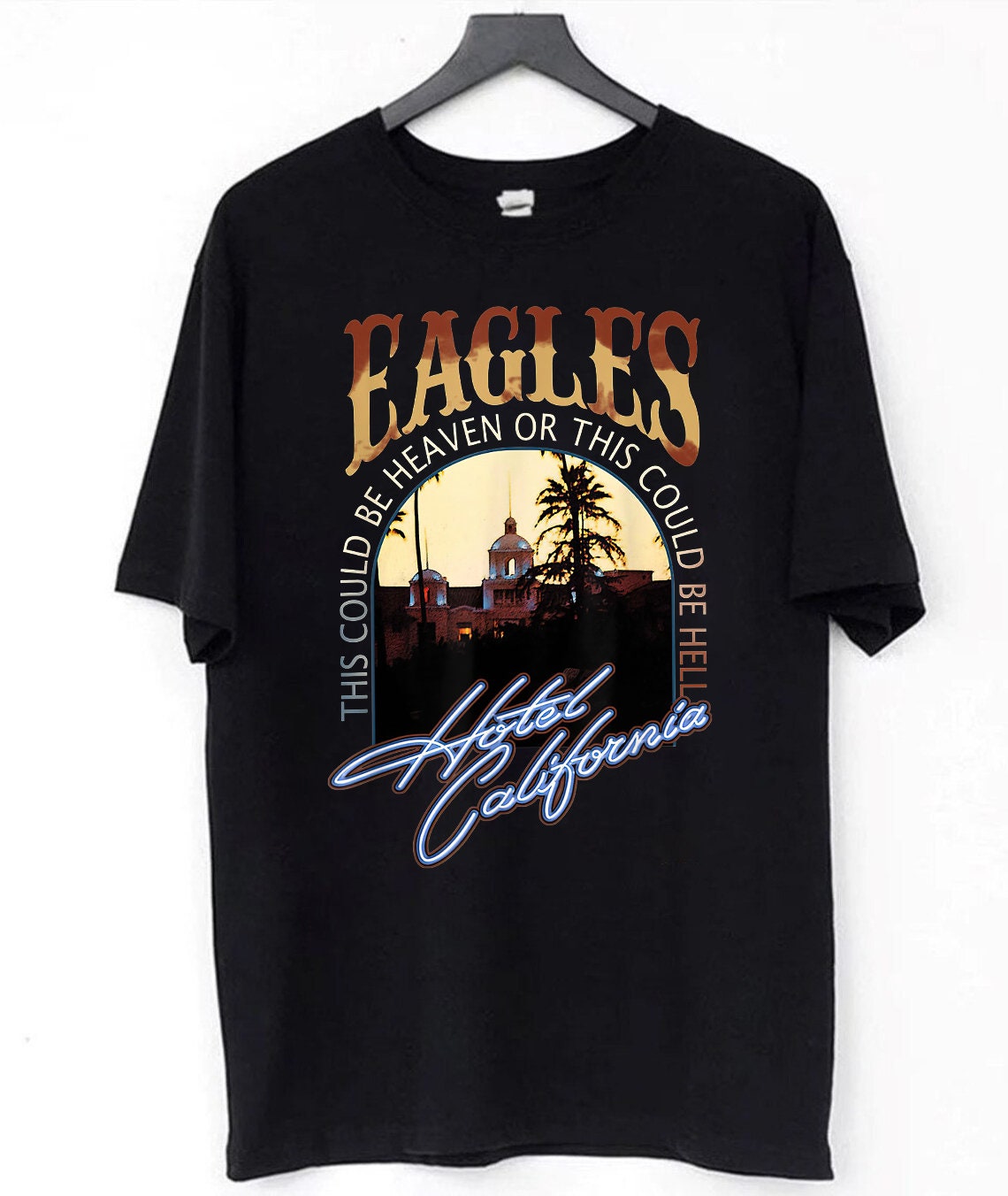 Discover Vintage Eagles Band Hotel California Classic Rock Band T-Shirt