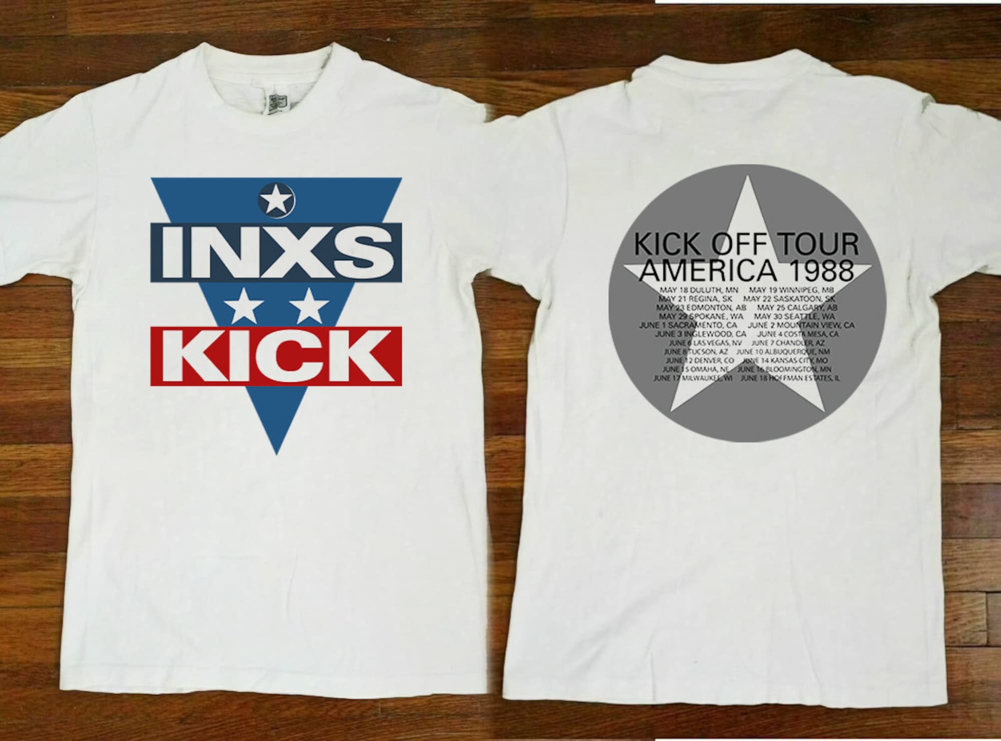 Discover Vintage INXS Kick Off America Tour 1988 Star Band Rock Concert T-Shirt