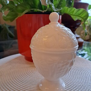 Vintage Avon milkglass candy dish with lid