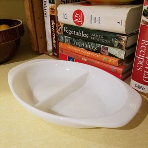 Pyrex milkglass divided casserole dish 1083