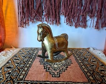 Vintage Brass Rocking Horse Piggy Bank