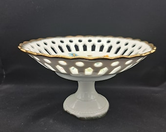 Vintage Norcrest plate on a pedestal flower design
