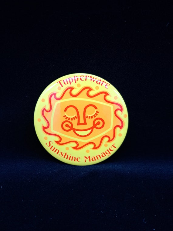 Vintage Tupperware Sunshine Manager button pin - image 1