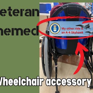 Veteran wheelchair name plate, Military wheelchair accessory, Veteran gift, personalized wheelchair ID, Military rank wheelchair badge