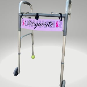 Survivor ribbon for walker, Personalized pink ribbon, Pink survivor ribbon, Personalize walker license plate, Survivor Rollator nametag,