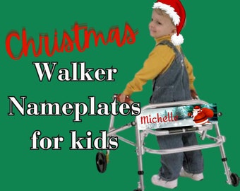 Walker nametag for kids, Christmas walker license plate, Christmas walker decoration, Kid's Xmas walker decoration-kid's walker accessory