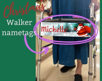 Personalized Christmas Walker Decoration: Holiday Rollator Nametag