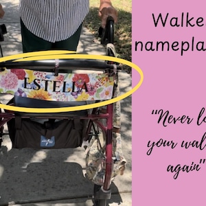 Walker plastic license plate, Personalized rollator identification, Name plate for mom&#39;s walker, walker decoration, assisted living gift