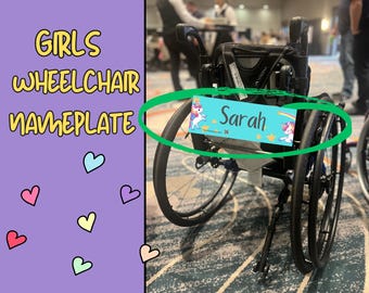 Personalized Girls Wheelchair Nameplate: Unicorn Decoration