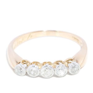 Edwardian Old Cut Diamond Ring - 18k Gold Half Eternity – Antique Wedding – Gift for Her - Jessica