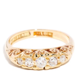 18k Gold Antique Old Cut Diamond Band – Antique Wedding Ring – Sentimental Promise Ring – Gift for Her - Shai
