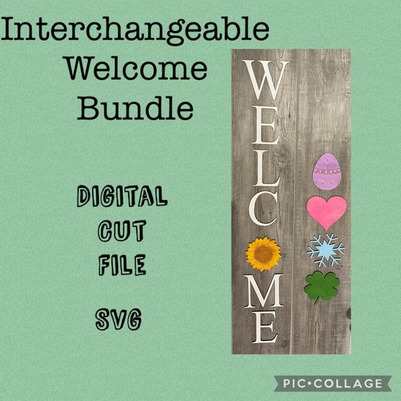 Welcome Interchangeable Sign SVG GLOWFORGE Digital File Cut - Etsy