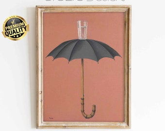 FAMOUS Print UMBRELLA Rene Famous Poster Signed FAMOUS Canvas Famous Art Print Exhibition poster Surrealist print Modern wall Art