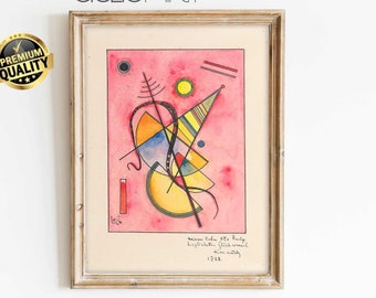 KANDINSKY Painting PINK kandinsky Canvas Print Signed kandinsky Poster wall Art Framed art Print Museum abstract art Modern wall Art