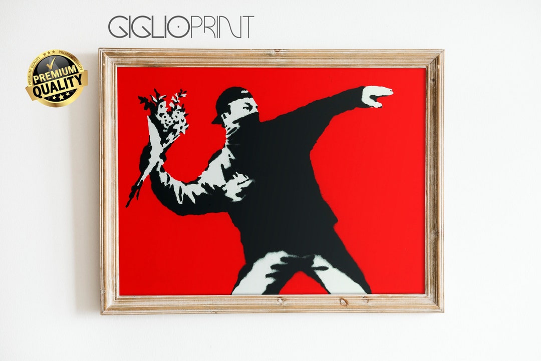 Banksy FLOWER THROW Banksy Posters Banksy Painting Banksy Canvas Art