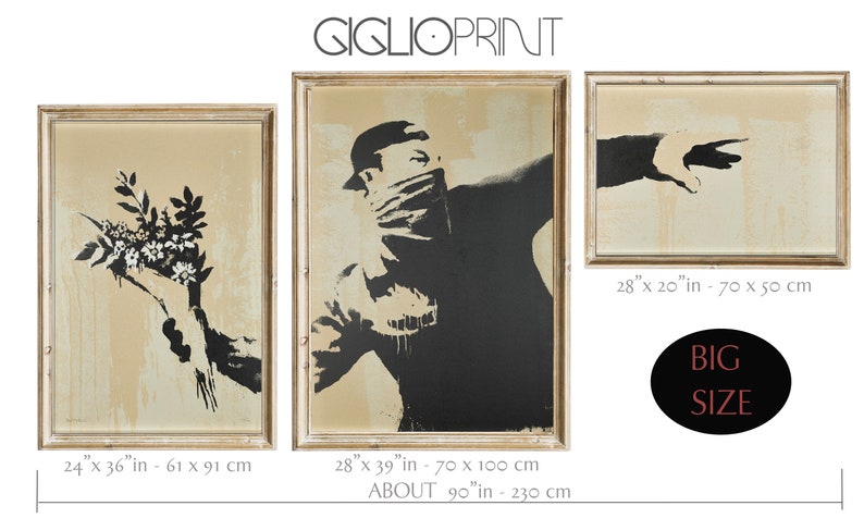 BANKSY, 3 piece wall art, FLOWER, Banksy Print, Banksy Wall Art, Banksy art, Graffiti Art, Gallery Wall Set, Home Decor, Wall Art, Art Pints 3 Poster BIG SIZE inches