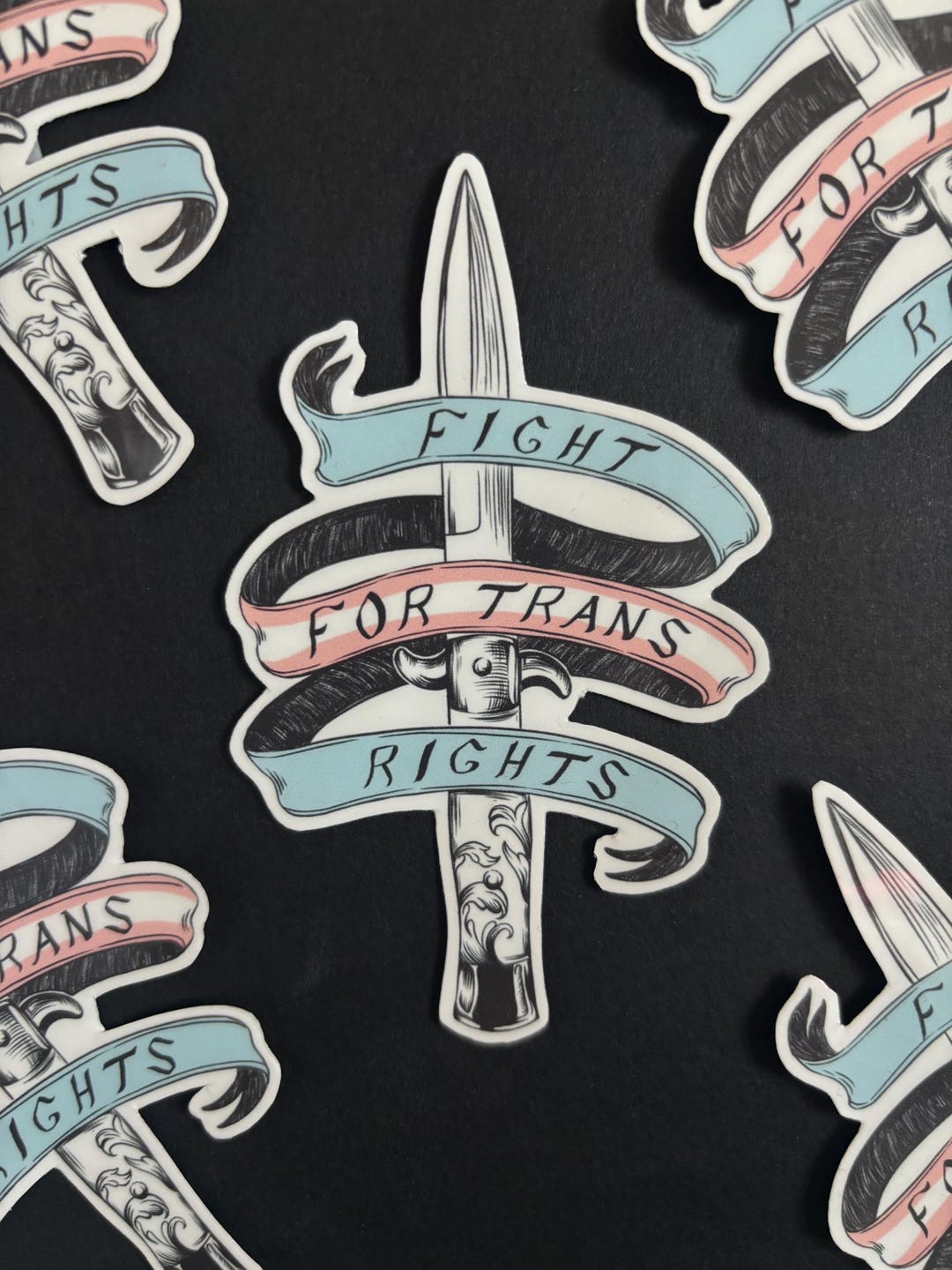 Fight for Trans Rights Vinyl Sticker Black & White - Glossy - Etsy