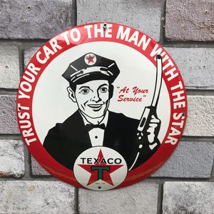 Texaco Enamel Sign Garage Sign Scooter Bar Sign Man Cave