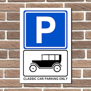 Classic Car Parking Only Metal Sign Wall Plaque Vintage Car Garage Sign Bar Sign
