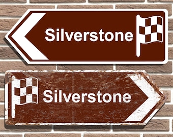 Silverstone British Tourist Style Metal Road Sign Man Cave Garage Sign