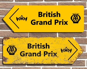 British Grand Prix AA Vintage Style Metal Road Sign Man Cave Garage Sign