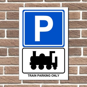 Train Parking Only Metal Sign Wall Plaque Steam Train Garage Sign Bar Sign