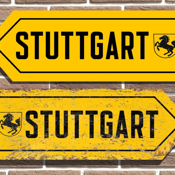 Stuttgart German Metal Road Sign Man Cave Garage Sign