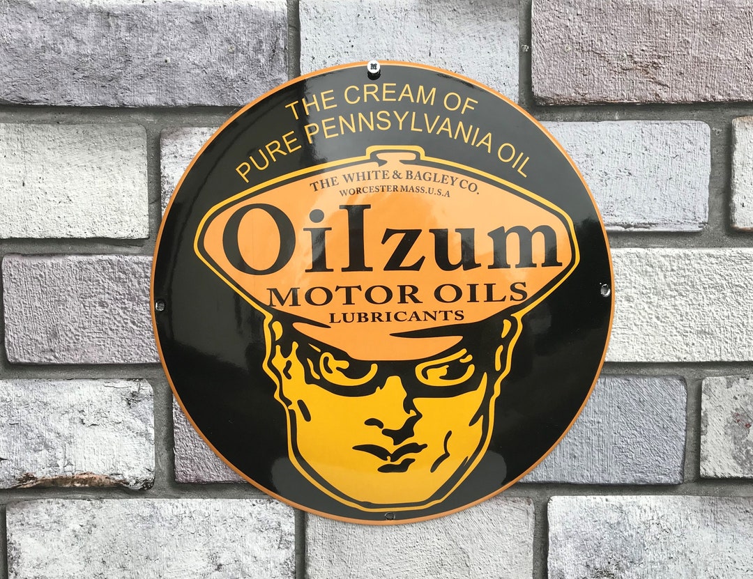 Oilzum Motor Oils Enamel Sign Garage Sign Scooter Bar Sign Man Etsy