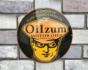 Plaque émaillée Oilzum Motor Oils Plaque émaillée pour garage, bar, homme des cavernes