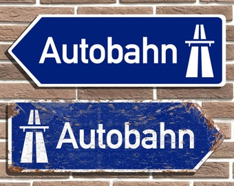 Autobahn Metal Road Sign Wall Plaque Man Cave Garage Sign Home Bar