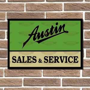 Austin Sales & Service Metal Sign Wall Plaque Classic Car Garage Sign Bar Sign Man Cave