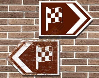 Racing Circuit Flag British Tourist Style Metal Road Sign Man Cave Garage Sign