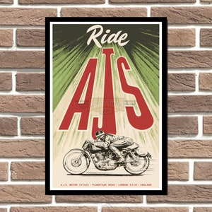 AJS Motorcycle Metal Sign Garage, Bar, Shop, Man Cave Sign