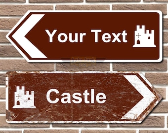 Personalised Castle Monument Metal Road Sign British Tourist Style