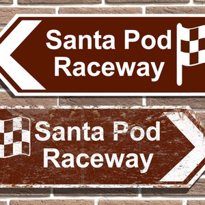Santa Pod Raceway British Tourist Style Metal Road Sign Man Cave Garage Sign