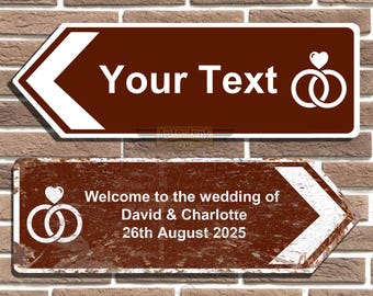 Personalised Wedding Sign British Tourist Style Metal Road Sign