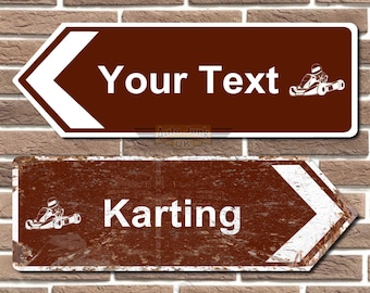 Personalised Karting British Tourist Style Metal Road Sign Man Cave Garage Sign